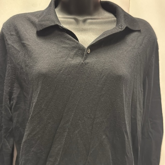 Massimo Dutti Black Long Sleeve Sweater 100% Merino Wool Size M 21” width - Picture 2 of 6